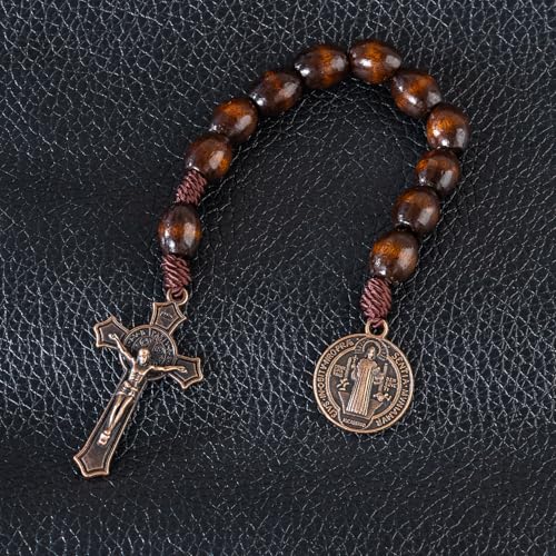 Pocket Rosary for men - Handmade Wooden Catholic Rosaries, Wooden Bead Rosary Necklace, Metal Cross For Catholic Or Christian Gift2