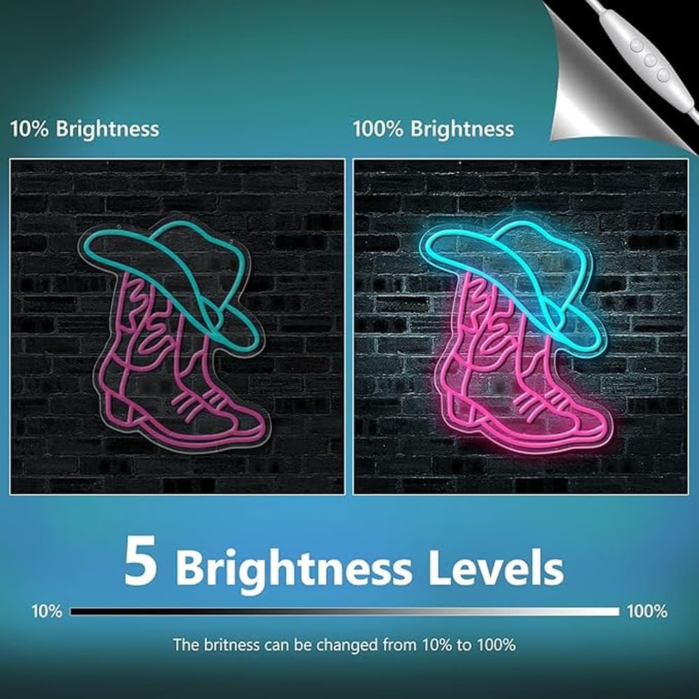 Lampada al neon da cowboy, alimentata tramite USB, insegna