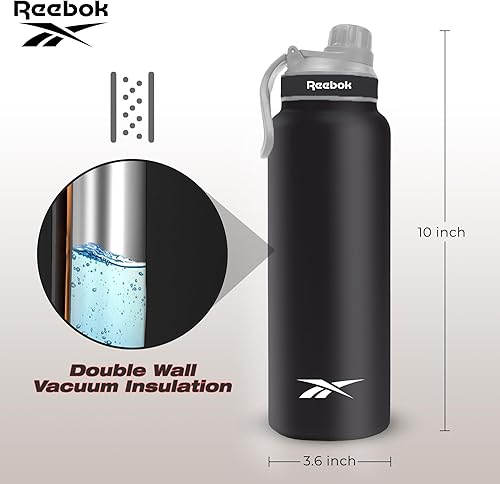 Miniatura 4 de Reebok Botella de agua atlética de acero inoxidable  Botella de agua aislada de 32 onzas con tapa de chug  Botella de agua deportiva aislada al