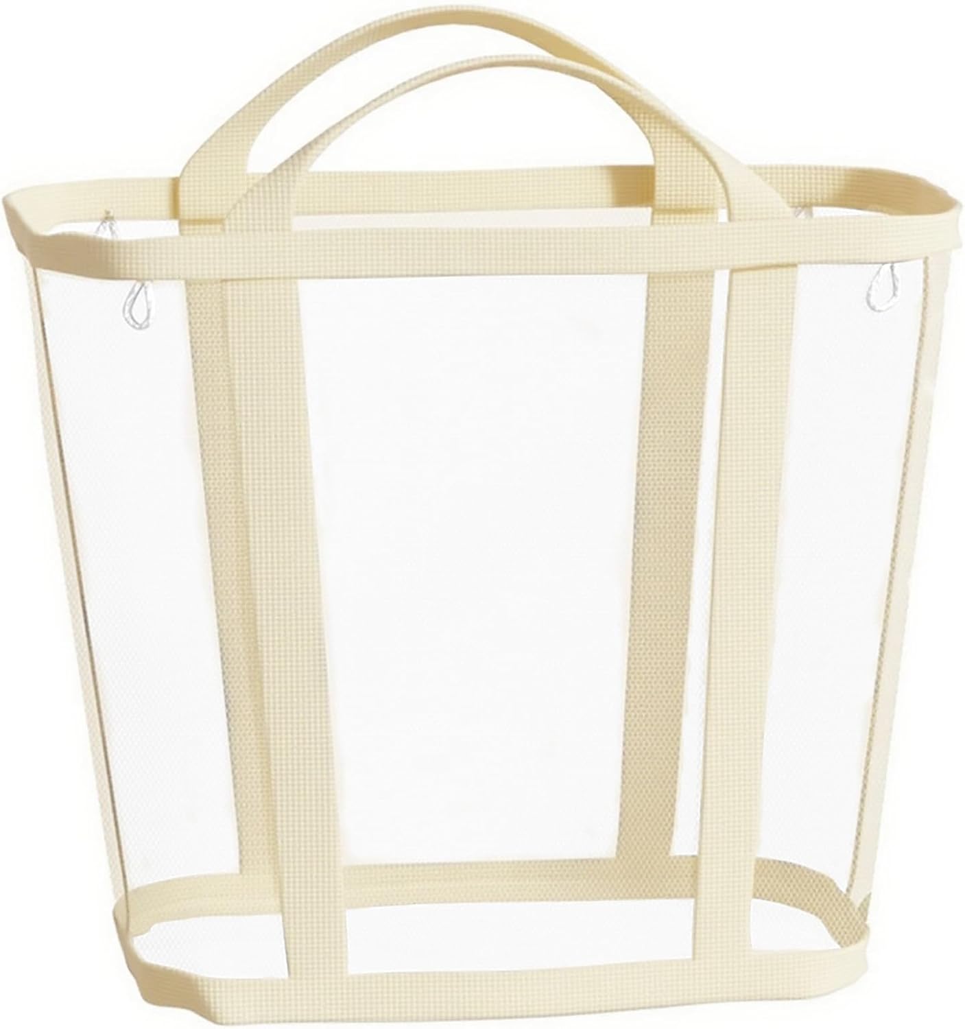 Foldable Laundry Tote (11 Gallon), Nylon Mesh Laundry Basket with Sturdy Handles, Large Capacity Collapsible Beach Bag, Clothes Storage Container for Laundry, Bathroom, Dorm or Travel