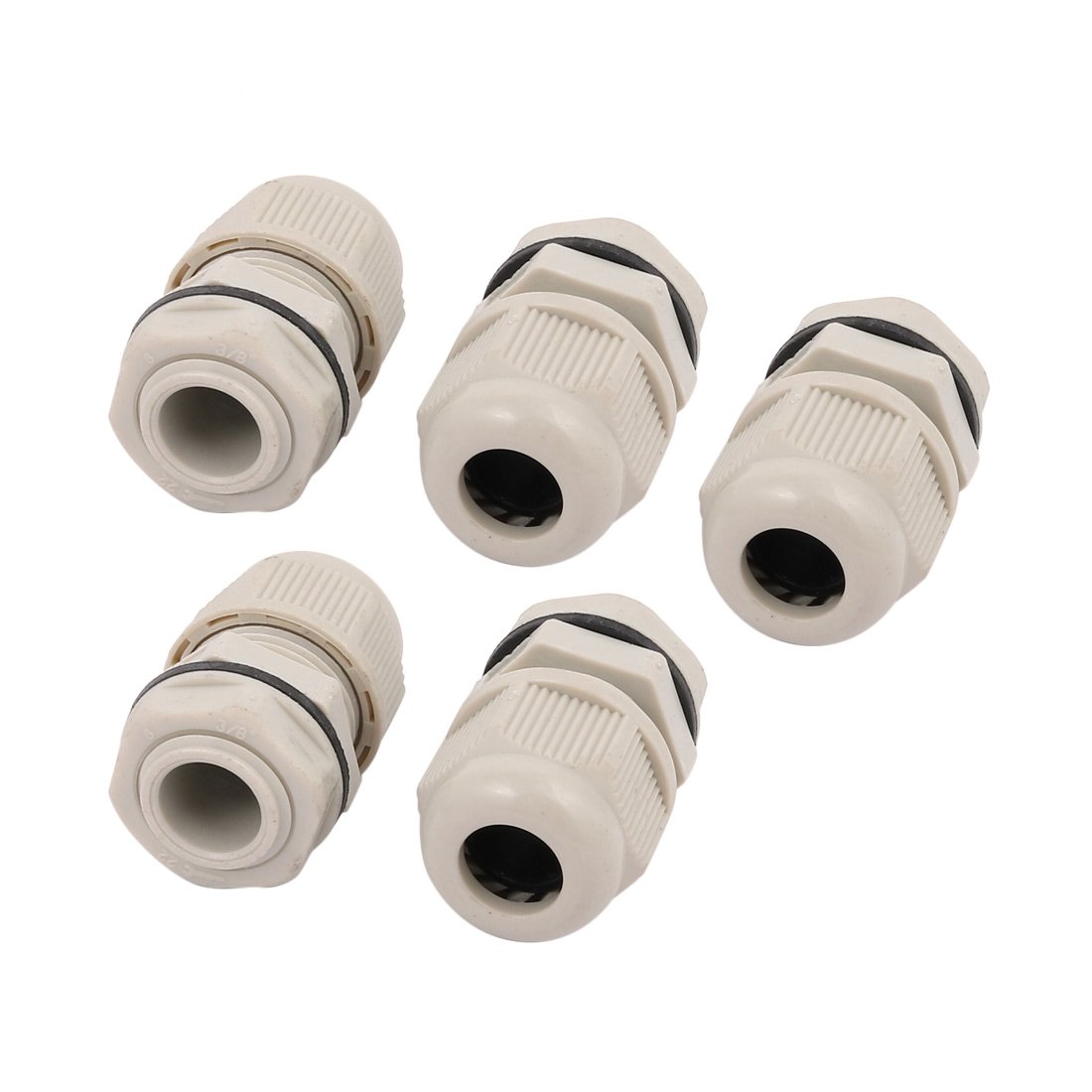 Aexit 5Pcs G3/8 Transmission Nylon Adjustable Cables Gland Fixing Connector Joint Fastener Gray