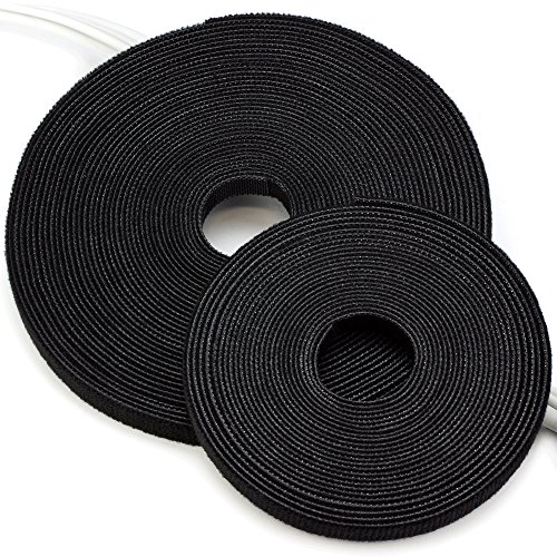 Purovi® Rotolo FERMACAVI nero con adesivo a strappo | RACCOGLI CAVI di alta qualità per raggruppare cavi elettrici | Lungo 10 m e largo 10 mm | Misura adattabile