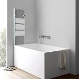 Parete Vasca 100 x 140 cm, Parete Doccia per Vasca Pieghevole a 2 Ante, Schermo Vasca in Vetro di Sicurezza ESG 6 mm, Orientabile 180°, Profilo Argento, Strisce Bianche - 8
