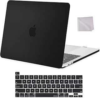 MOSISO Compatible with MacBook Pro 13 inch Case M2 2023,2022,2021-2016 Release A2338 M1 A2289 A2251 A2159 A1989 A1706 A1708, Plastic Hard Shell Case & Keyboard Cover Skin & Wipe Cloth, Black