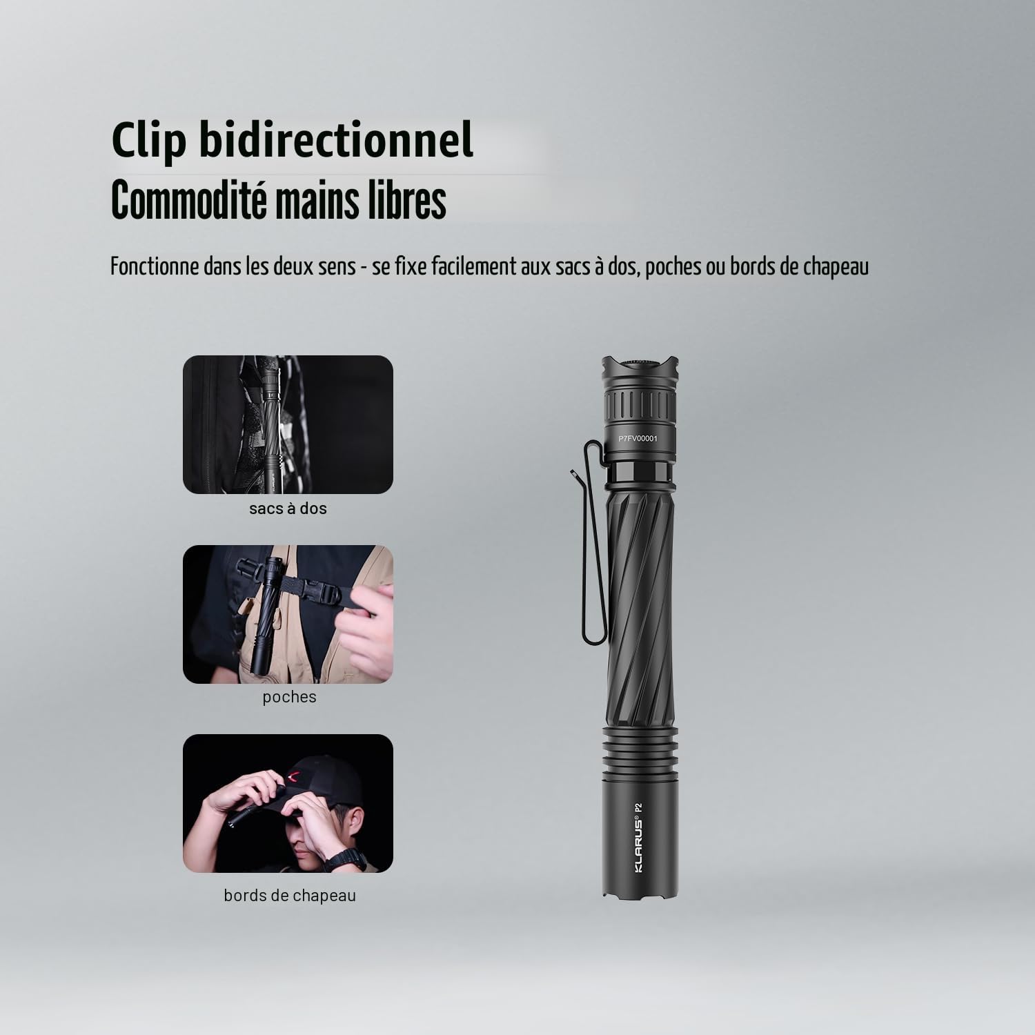 KLARUS P2 Lampe stylo 1 000 lumens, portée de 270 mètres – 2 piles AA ou USB-C rechargeables (piles incluses), étanche IPX8, lampe torche EDC compacte pour la poche