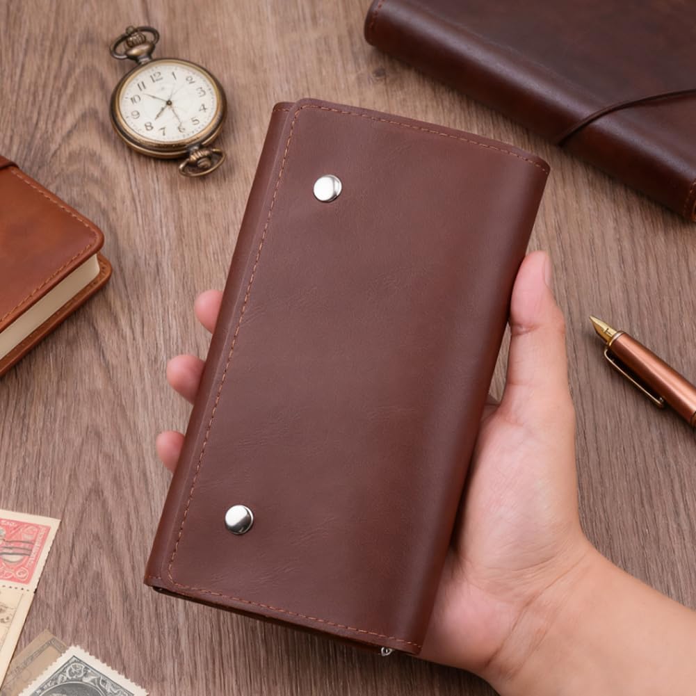 Estuche Protector de Cuero Sintético para Naipes, con Botón A Presión, Multiusos, Compatible con Billeteras, Organizador de Monedas Hecho A Mano para Póker, Bridge, Juegos de Mesa, Viajes