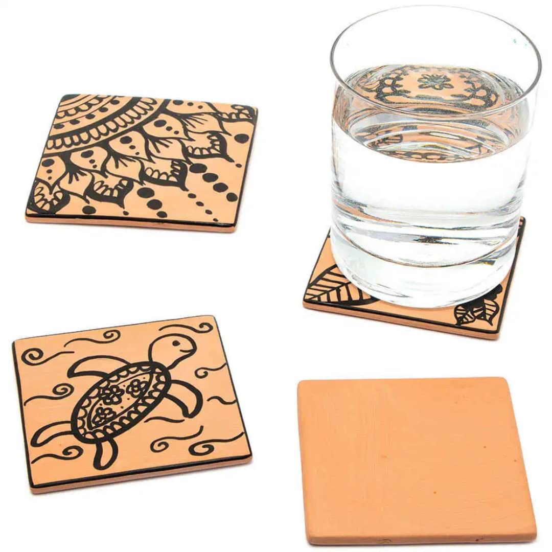 Baker Ross FC908 Square Terracotta Coasters - Pack of 6, Painting for Kids, Crafting Kit for Kids