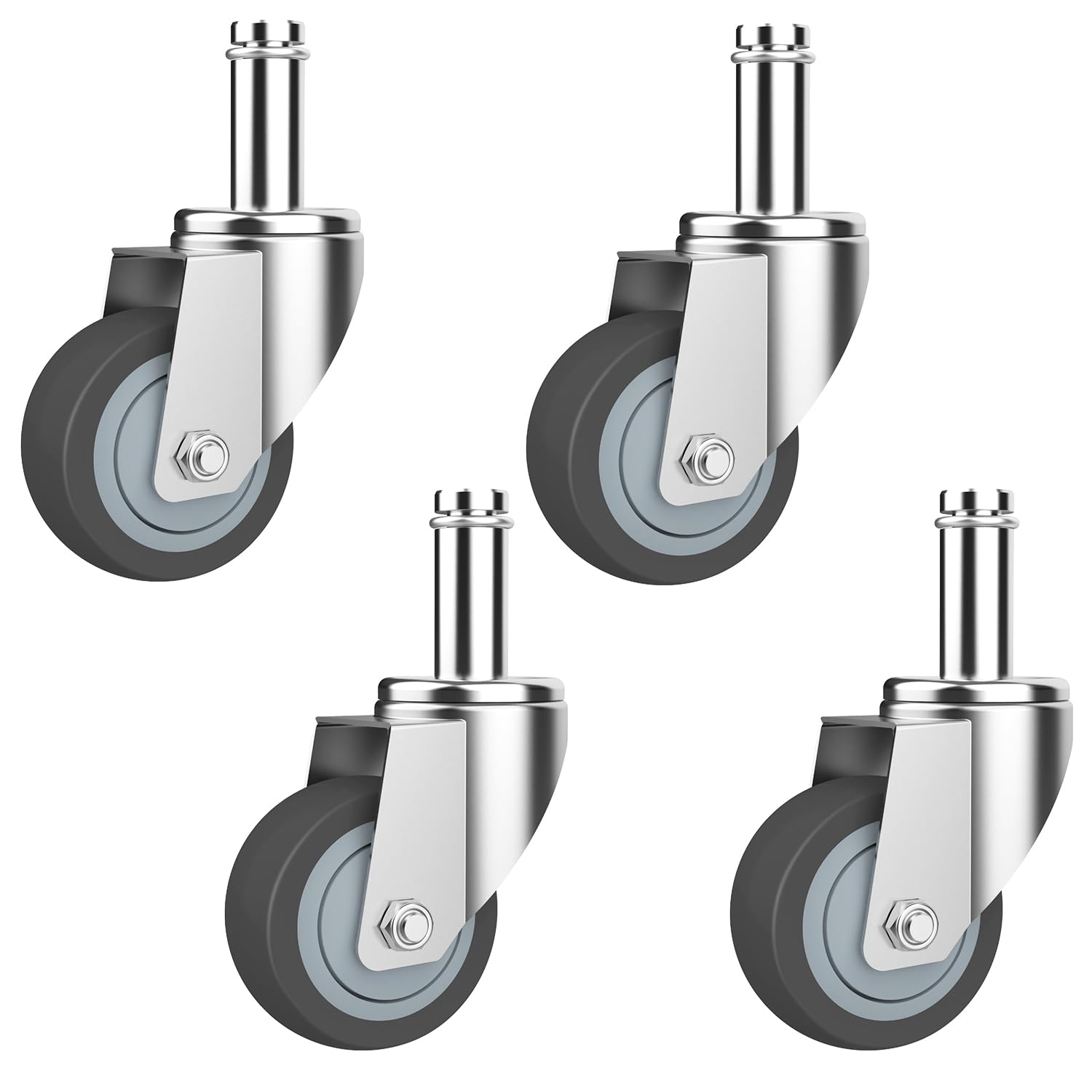 3-Inch Caster for Wire Shelving Racks, Heavy Duty Scaffolding Wheel, Set of 4 Metro Shelving Replacement Wheels(.864" x 2-3/16") 3 Inch(No Brakes)