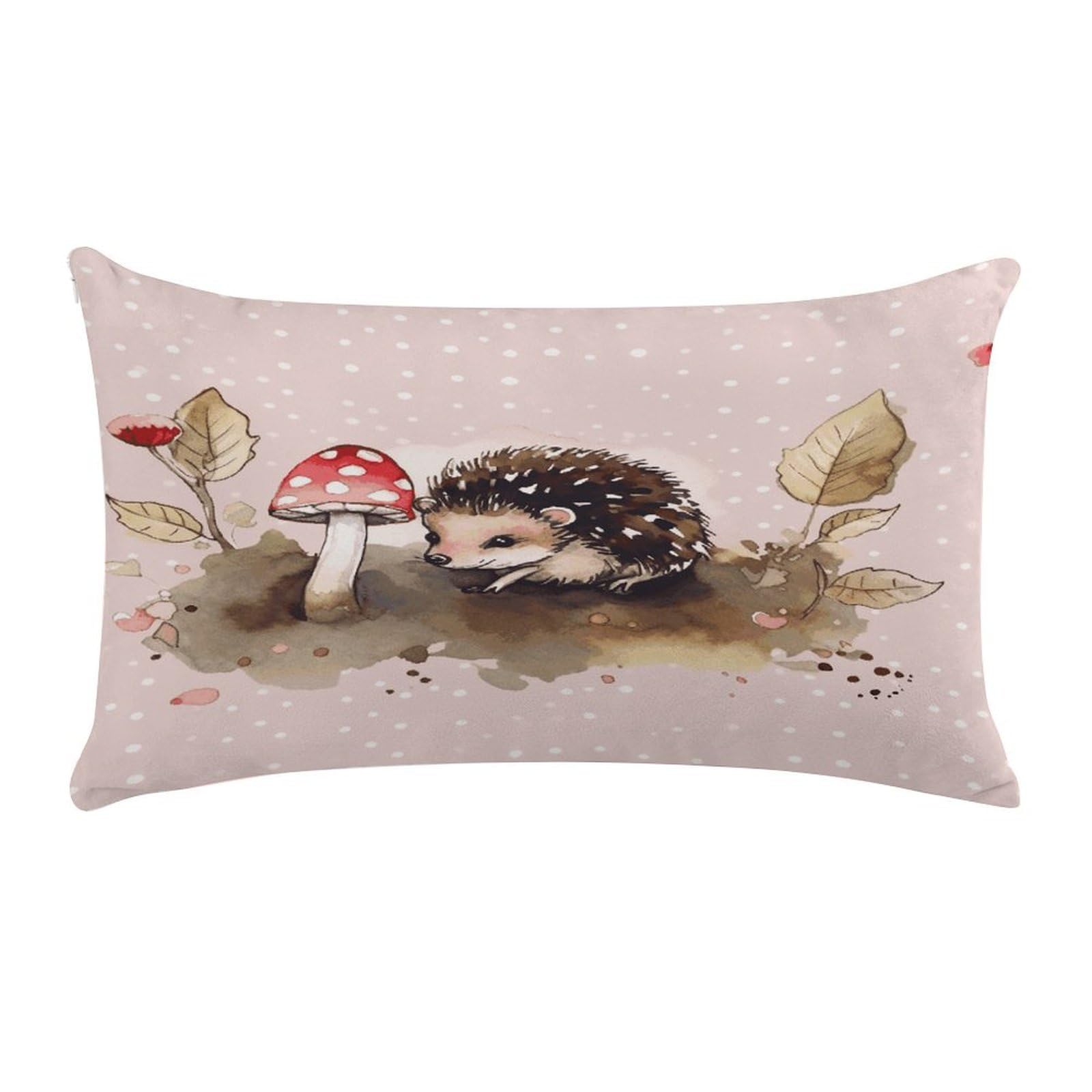 Hedgehog Watercolor Painting Pillow Cover Super Soft Pillowcase Luxury Cozy Fuzzy Velvet Pillow Shams Breathable Standard Pillow Cases with Zipper Wrinkle-Free Pillow Cover 12 "×20 "