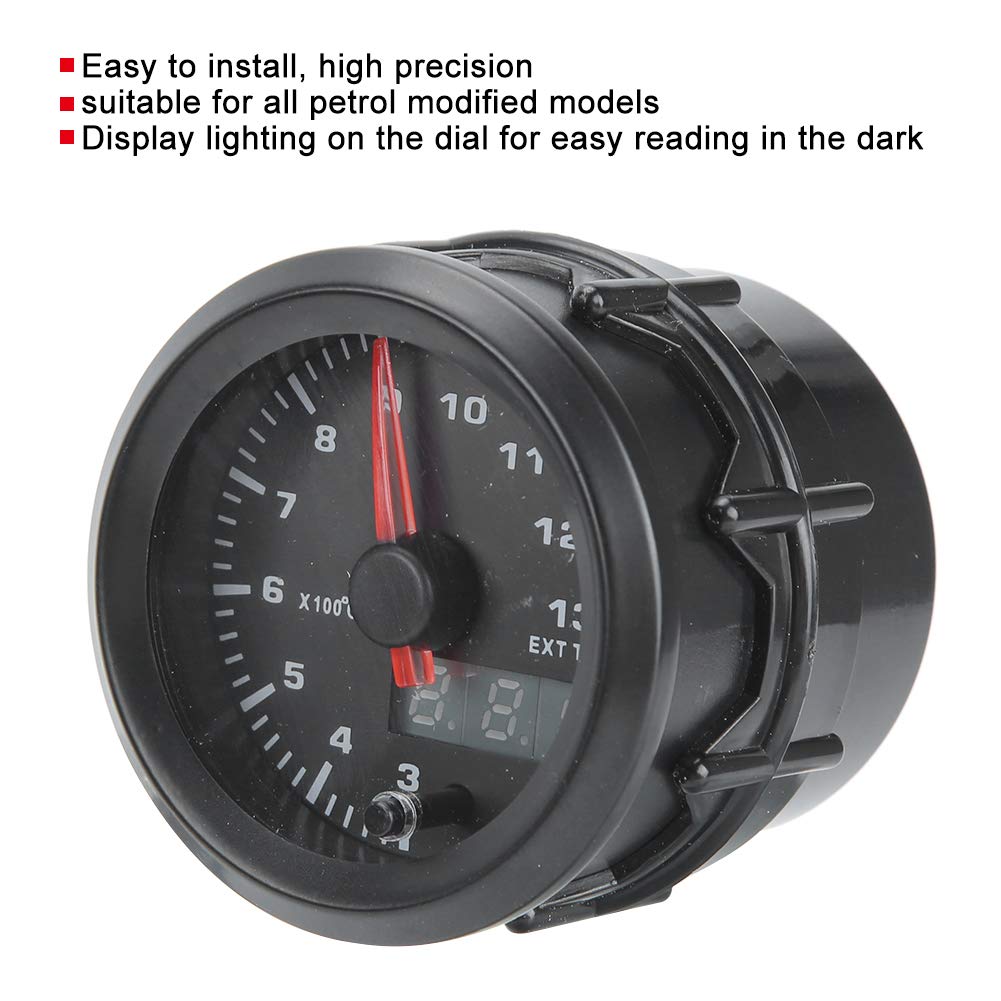 Medidor digital de temperatura de escape de 52 mm y 2,0 pulgadas con motor paso a paso - Pantalla EGT de alta precisión para modelos modificados a gasolina - Esfera iluminada para