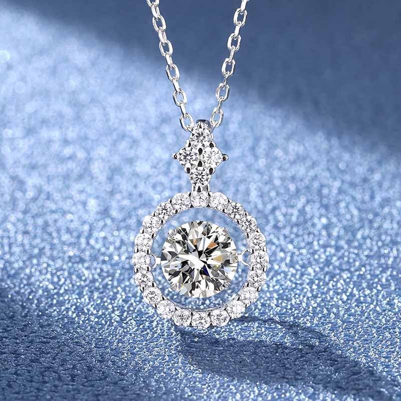 Pendentif moissanite argent S925 collier chasse à la lumière bijou luxe femme
