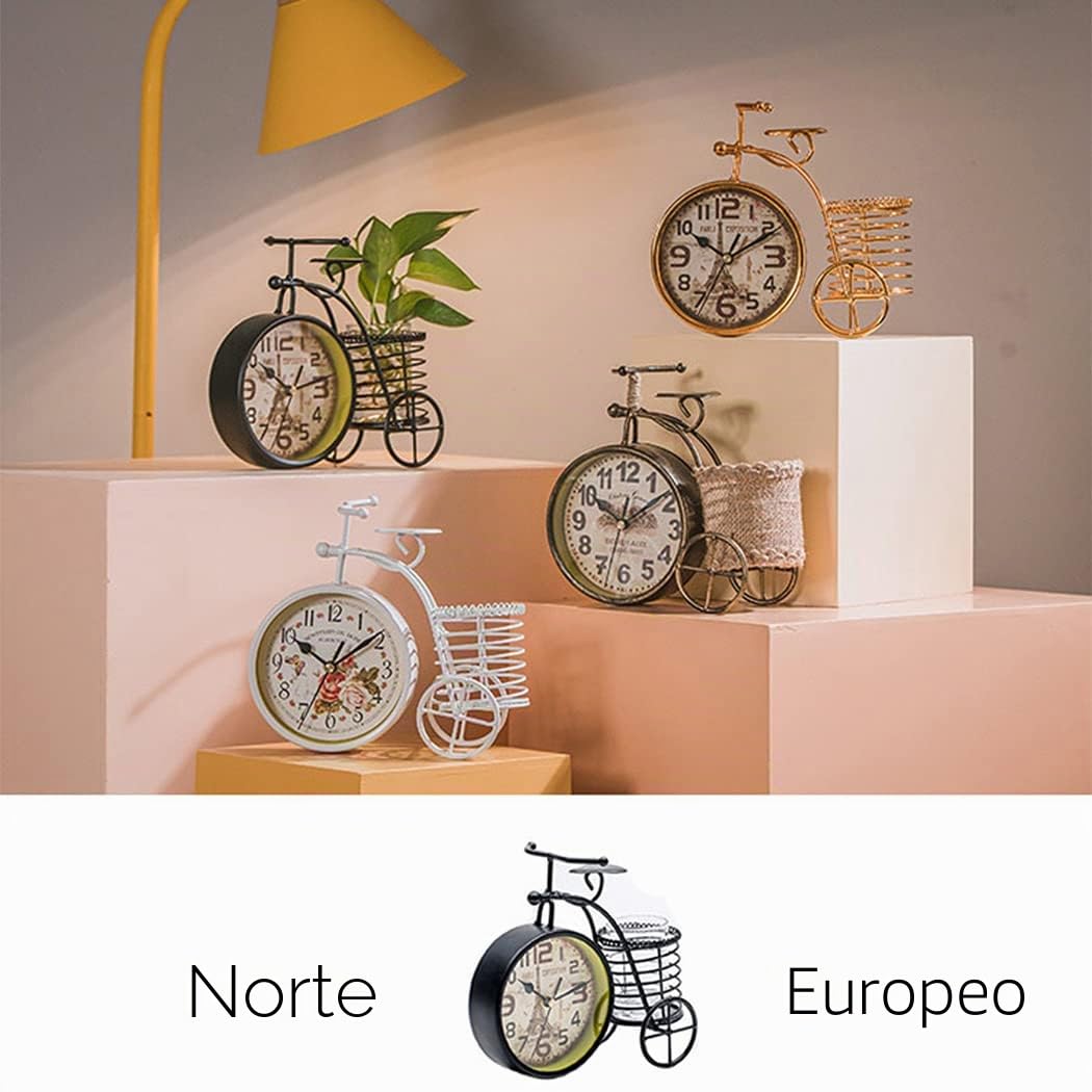 Reloj de Escritorio de Bicicleta de Moda Creativo de Hierro Metal silencioso Reloj de Mesa Sala de Estar Dormitorio decoración