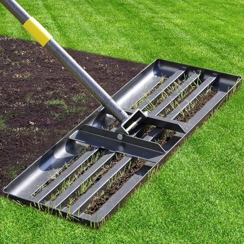 Lawn Leveling Rake - Heavy Duty 30'x10' Stainless Steel Leveler Plate,Reinforced Welds,28-60' Adjustable, Anti Flipping Smooth Edge,for Soil, Dirt,Ground,Yard Top Dressing,Landscaping