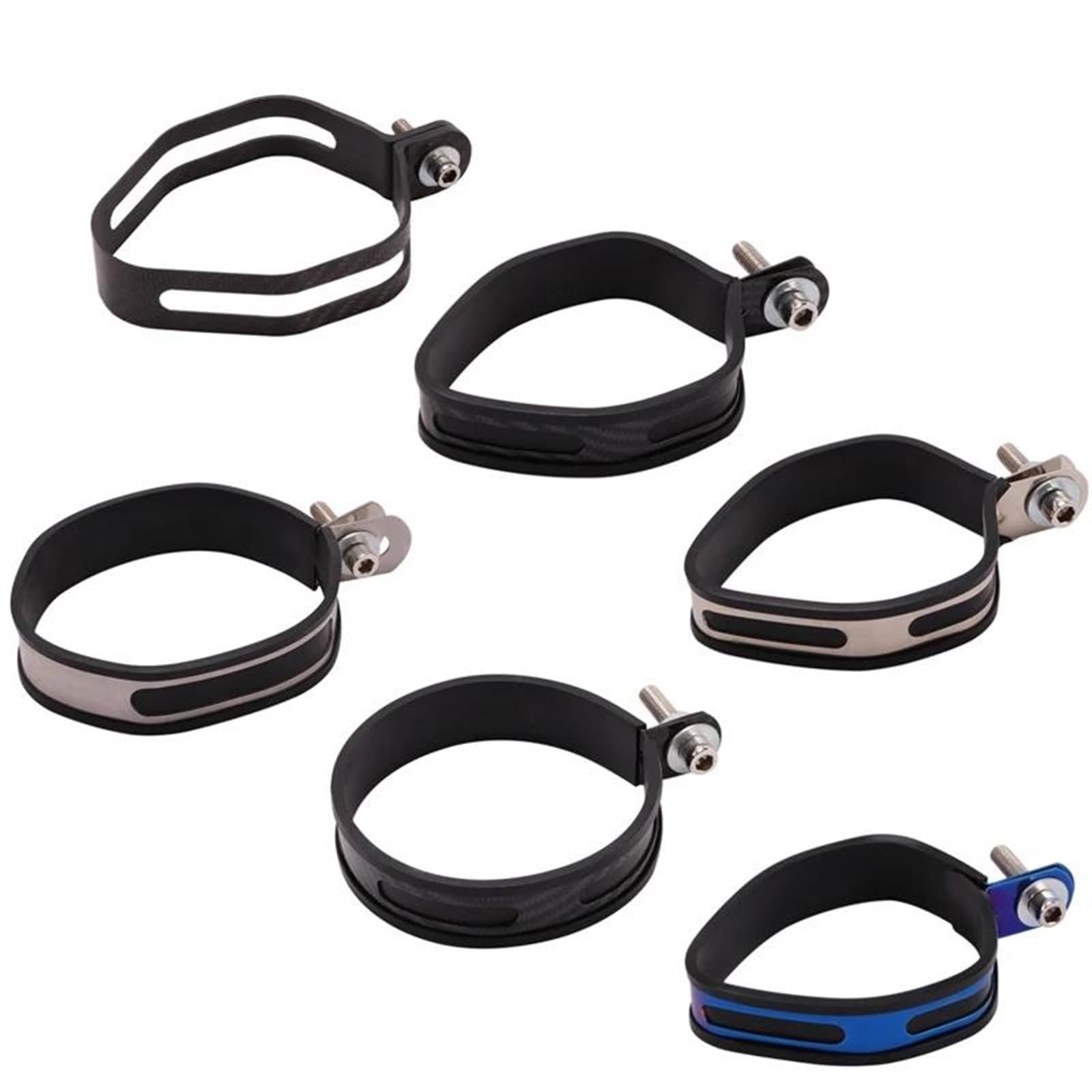 Gancio Silenziatore Moto - Morsetto Cinghia Staffa In Acciaio Inox Nero Per Scarico (15.4x9.5x27mm)