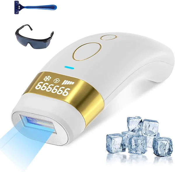 Laser Hair Removal with Ice Cooling for Women and Men 999,999 Flashes IPL Hair Remover Device 5 Adjustable Levels for Legs Underarm Arm Face Body, Corded