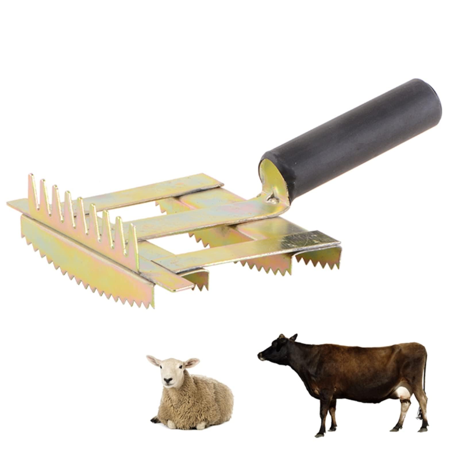 Agatige Etrille Cheval, Peigne de Rejet de Bétail, Brosse à Poils de Taureau de Vache de Bétail Brosse à Dents de Râteau de sous-Poil en Métal 2 Côtés pour Chevaux de Vache Chèvre Gros Chiens