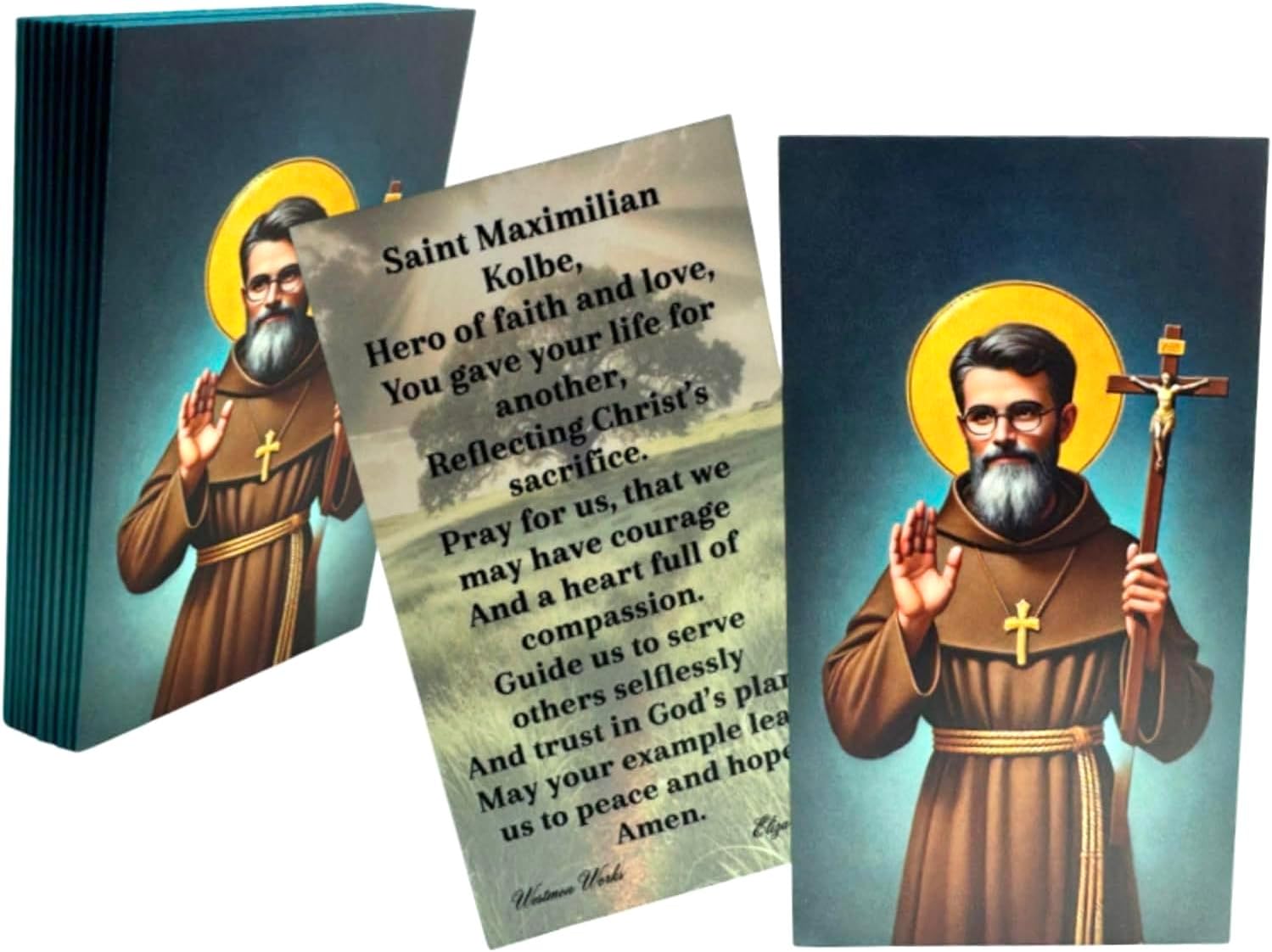 Westmon Works St Maximilian Kolbe Holy Card Pack Made in the USA, Set of 10