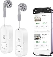 Vista 1 de ORIA Termómetro higrómetro inalámbrico, sensor de temperatura de humedad Bluetooth, termómetro higrómetro mejorado para interiores y exteriores