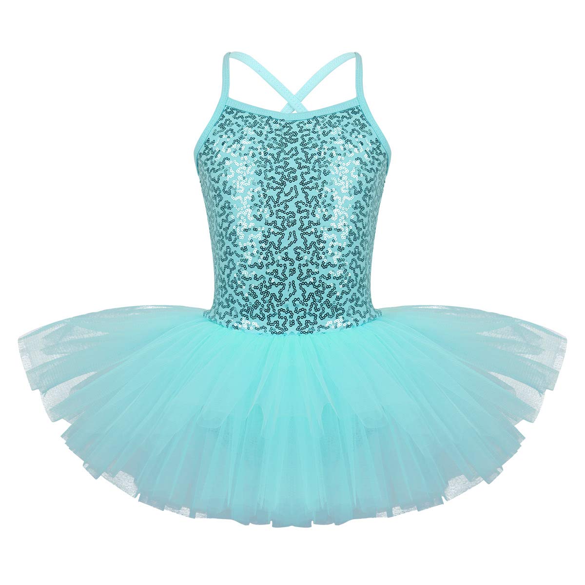 Oyolan Vestido de Danza Ballet Niña Princesa Vestido Tutu Lentejuelas Espalda Cruzada Traje Ropa de Baile Maillot Monos de Danza Clásica Traje de Bailarina — view 14