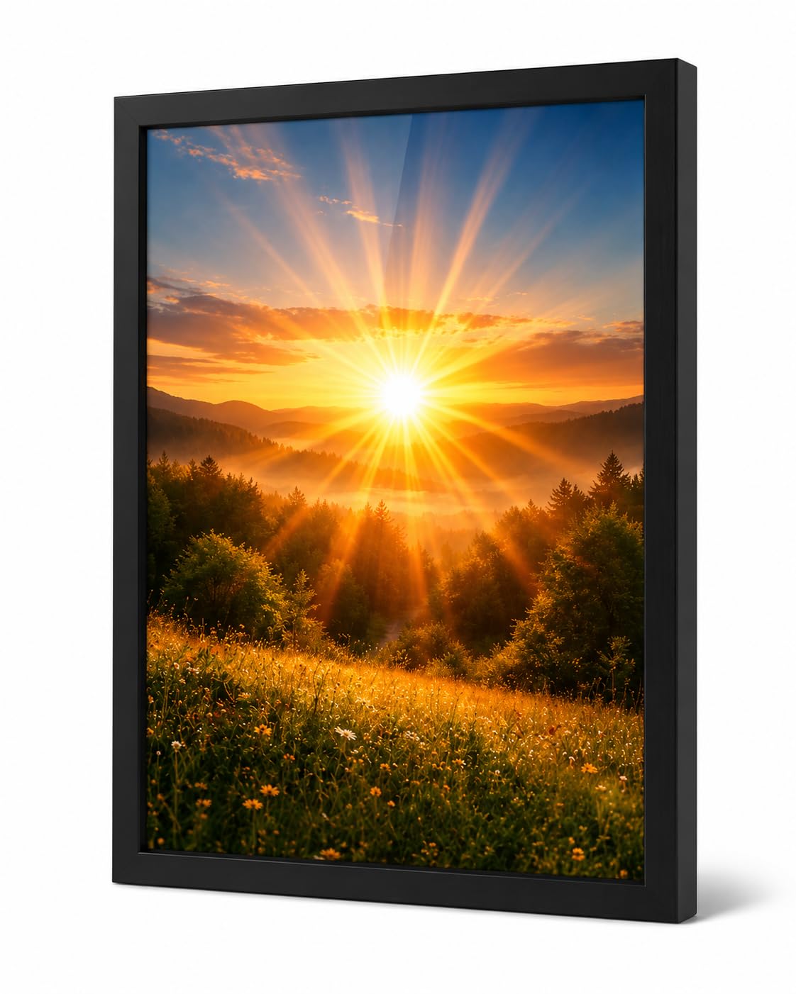 ROXOVA Rising Sun Vastu Framed Wall Poster | Sunrise Landscape Wall Decor with Black Frame | Positive Energy & Home Office Decoration | Ready to Hang | 10 x 13 Inch-picture-39