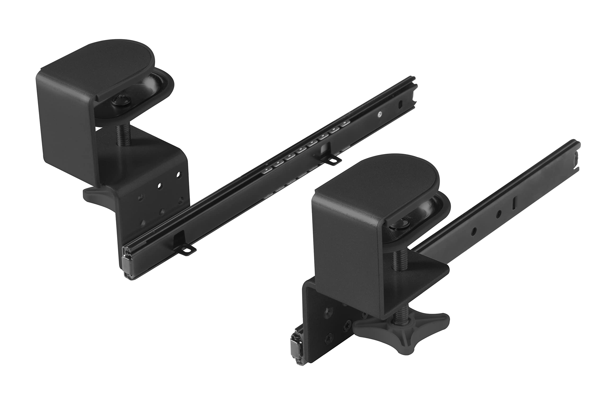 FIX&EASY Tastaturauszug klemmbar mit Tastaturablage 800X300mm schwarz matt Dekor, Tischklemmen höhenverstellbar schwarz, Schienen schwarz 300mm, Auszug für Tastatur Maus Keyboard und Laptop Ablage