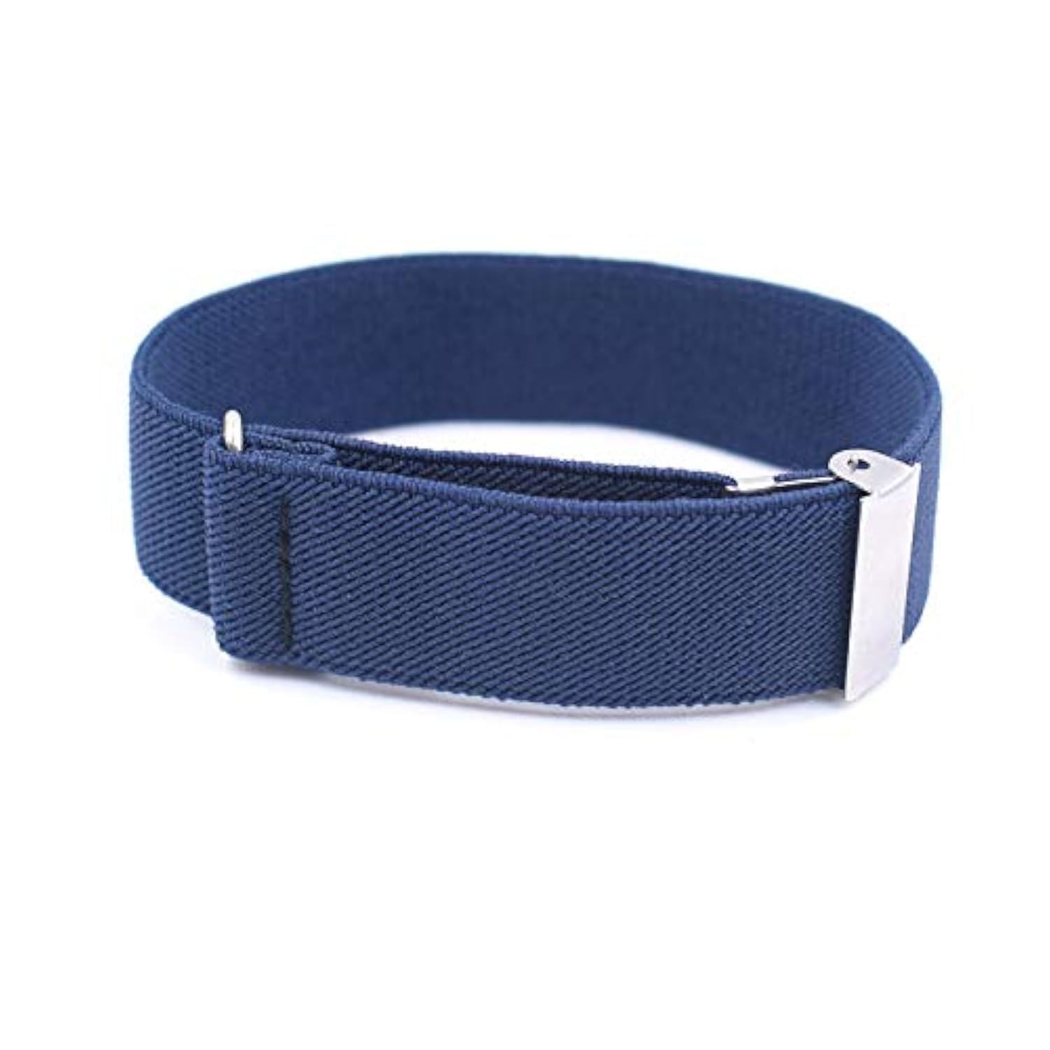 Wannge Unisex Darkblue/Silver 2.5Cm Elastic Adjustable Armbands With Non-Slip Shirt Sleeve Clips 1" Anti-Slip Adjustable Hold Up Sleeve Garters, With Metal Clips, 1 Pair