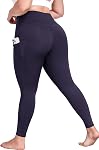Plus Pantalon de yoga taille avec poches, L-5XL Leggings à étirement doux Haute taille, contrôle de tummy Legging épais d'entraînement 25"