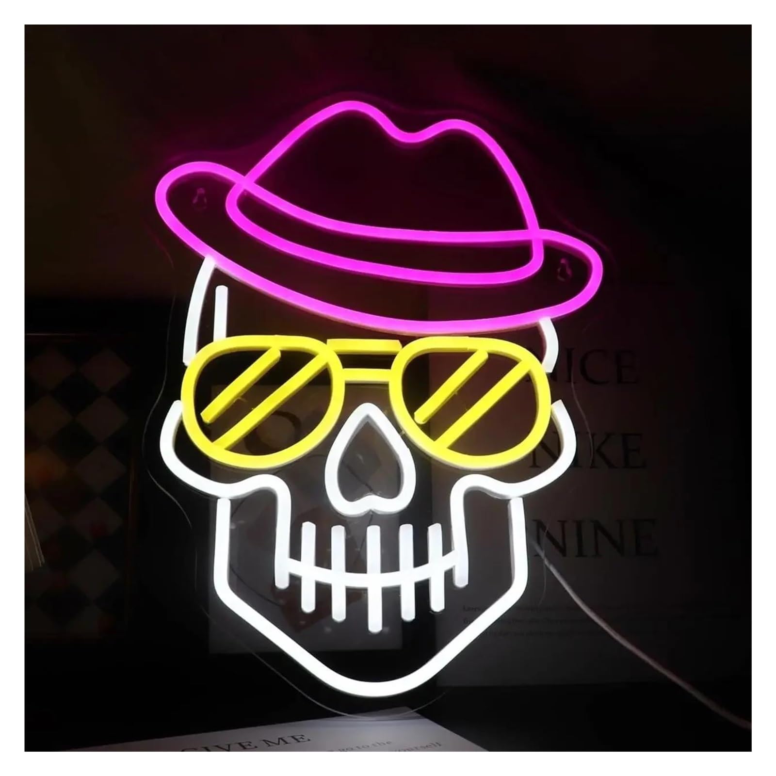 LEMST Sign Lamp Skeleton Neon Light Dimmable Sign for Wall Art Decor Room Party Shop Club Bar Man Cave 40.6cmх30cm
