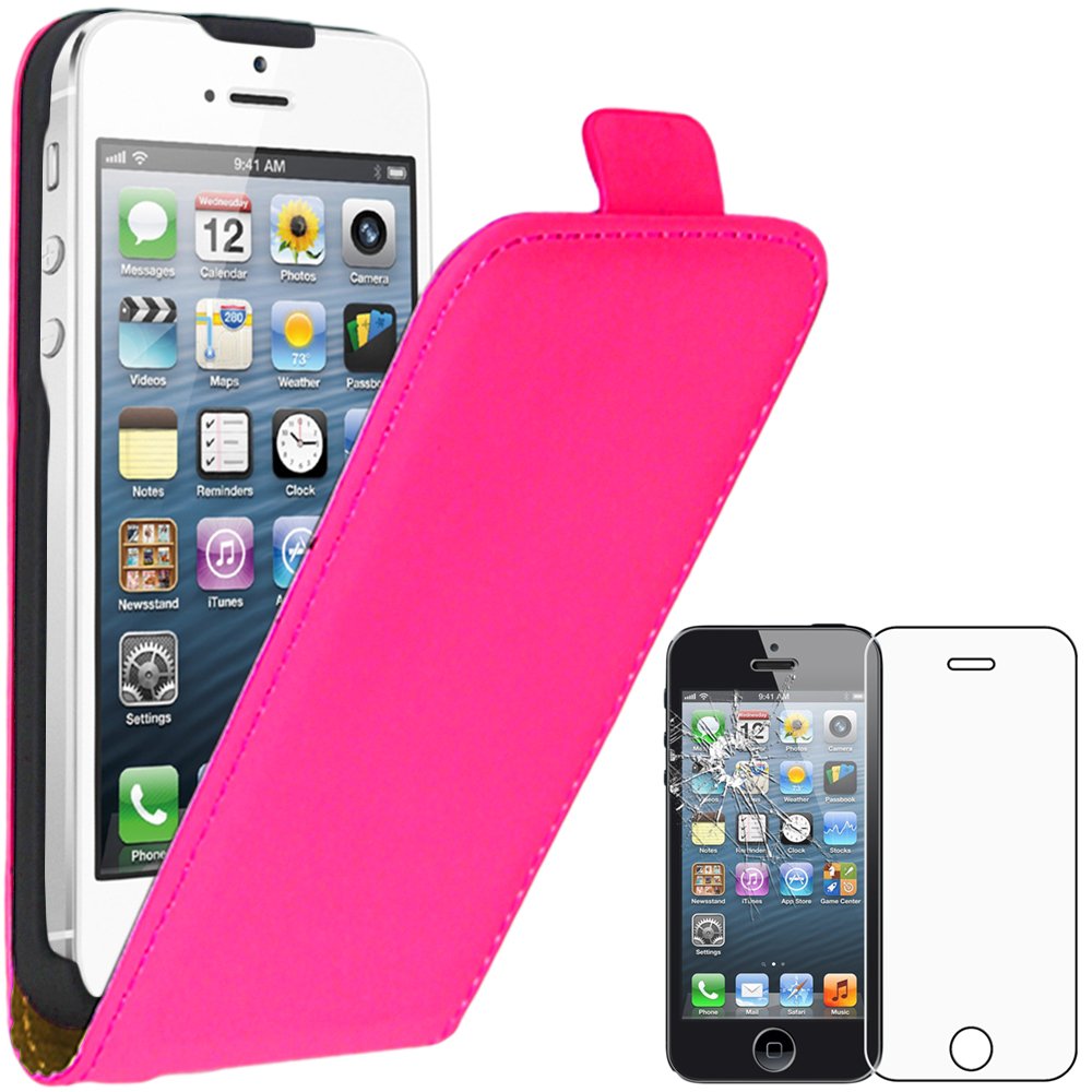 EbestStar Cover In Pelle Per IPhone SE/5S/5 Con Risvolto E Vetro Temperato | Custodia Rosa Con Protezione Schermo - 4
