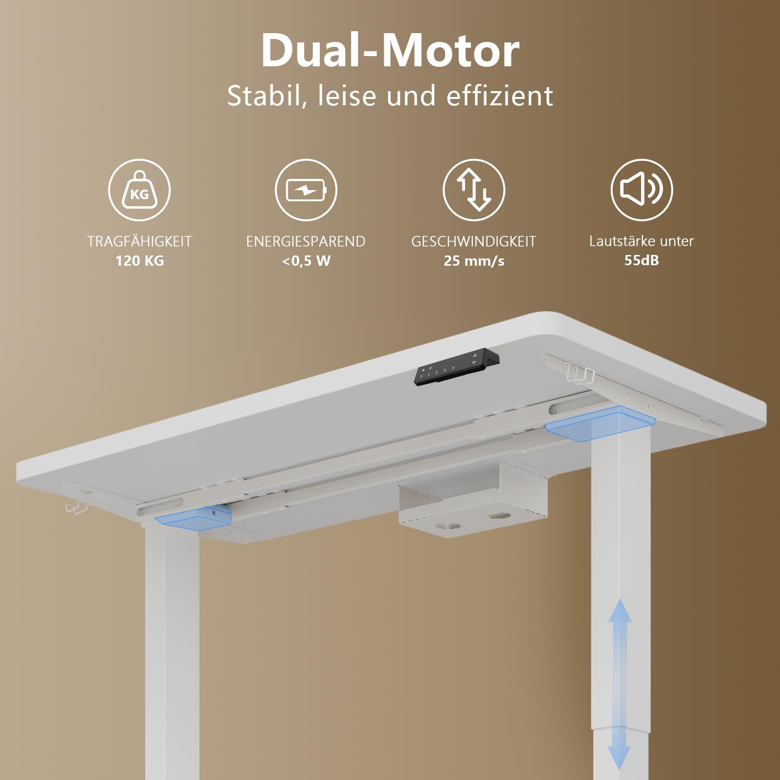 TRIUMPHKEY Höhenverstellbarer Schreibtisch, 200x80cm, Elektrisch Stehschreibtisch mit Dualmotor, Touchscreen,USB-A & Kabelmanagement,25mm Einteilige Tischplatte,ergonomischer Bürotisch, Weiß