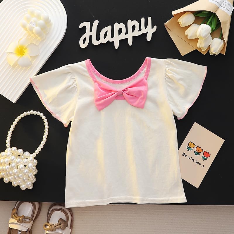 Image of Peacolate 2-7 Years Summer Clothing Set 2pcs Short Sleeve Bowknot T Shirt and Tutu Skirt