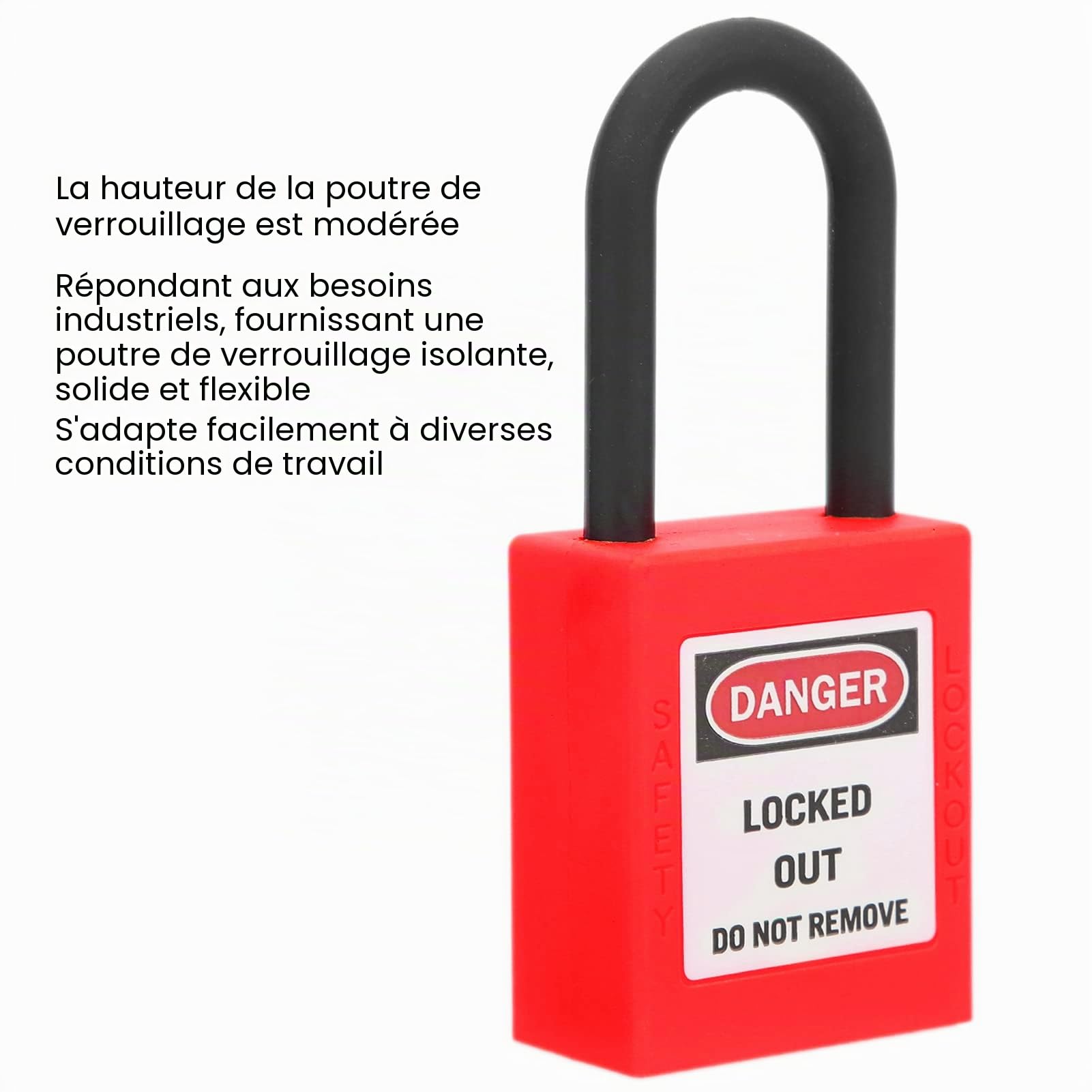 FILFEEL Verrou de Consignation, Cadenas de Sécurité en Nylon 38 Mm pour Site Industriel, Ensemble de Cadenas de Sécurité avec 2 Clés par Serrure, 10 Ensembles(Rouge)