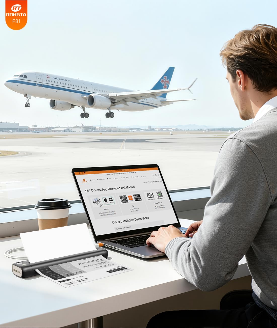 Rongta Portable Printers Wireless for Travel Bluetooth Mobile Printer Thermal Inkless Printer for School Office Home Use Compatible — view 6