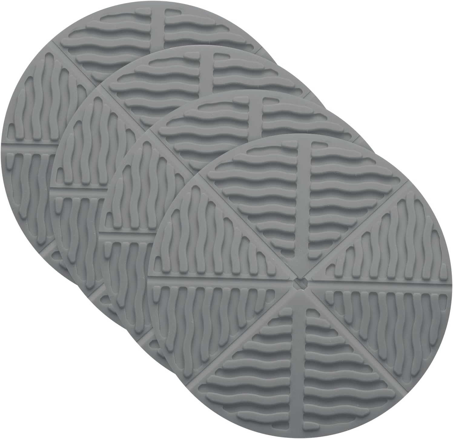 sourcing map 4 Pcs Silicone Trivet Mat, 6.3 Inch Foldable Trivets for Hot Pots and Pans, Heat Resistant Trivet Holders for Hot Dishes Cups Kitchen Countertop Tabletop, Dark Grey (Round)