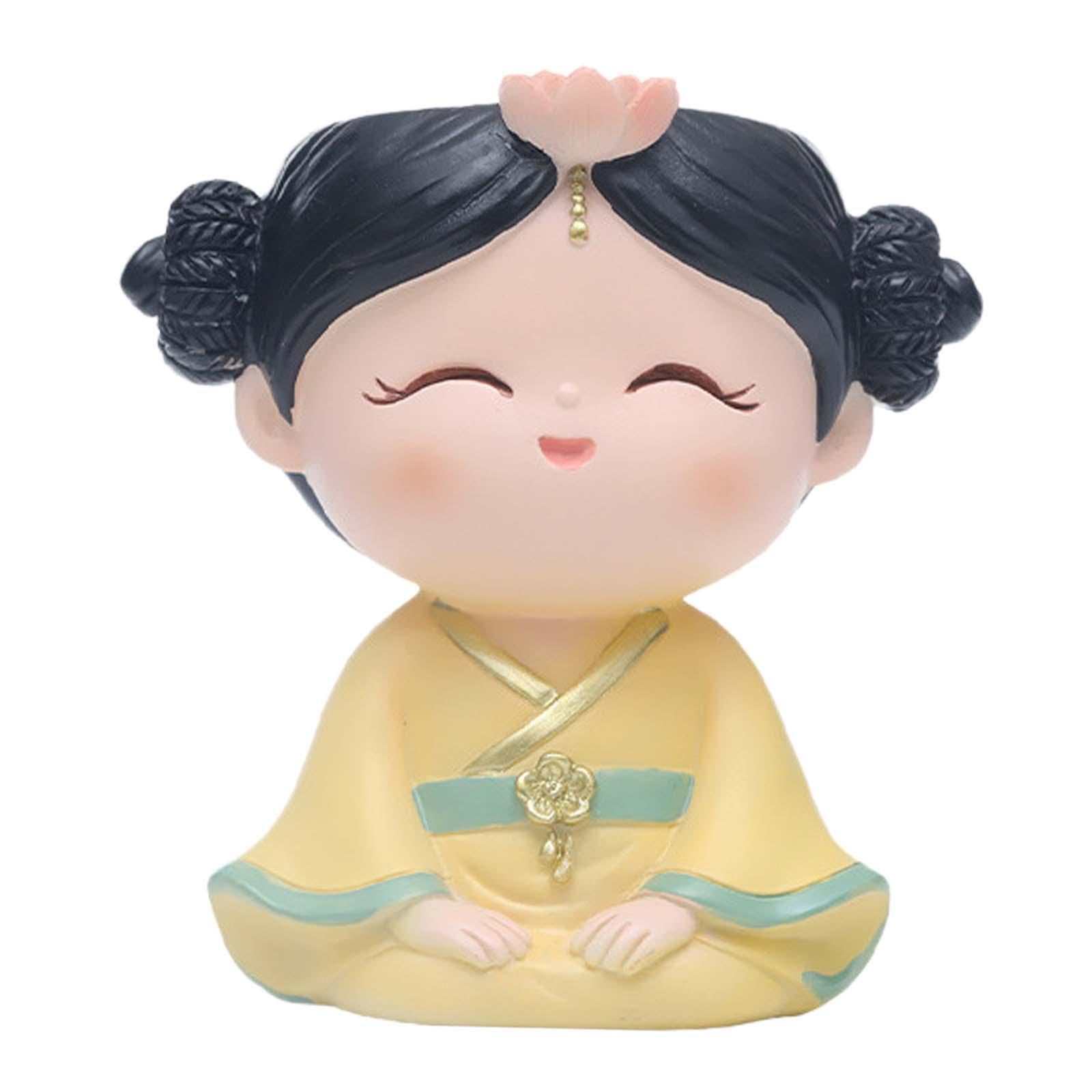 Amslsiu Girls Yellow Energizing Head Planter Cute Plant Pot Resin Flower Pot Decorative Ornaments Indoor Outdoor Space Creativity Enhancer Desktop Flowerpot Statue,
