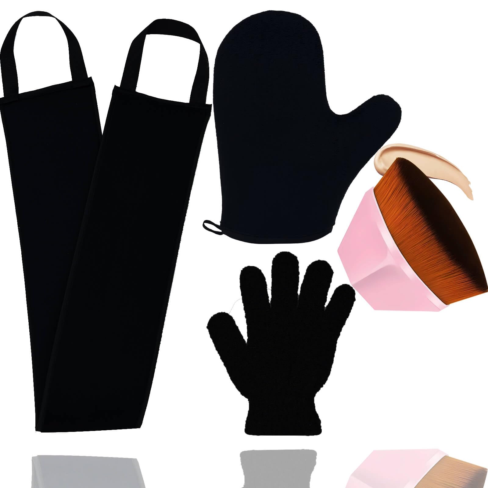 4Pack Self Tanning Mitt Applicator Set, 1 Self Tanning Mitt, 1 Self Tanner Lotion Back Applicator, 1 Self Face Tanner Brush, 1 Exfoliating Glove,