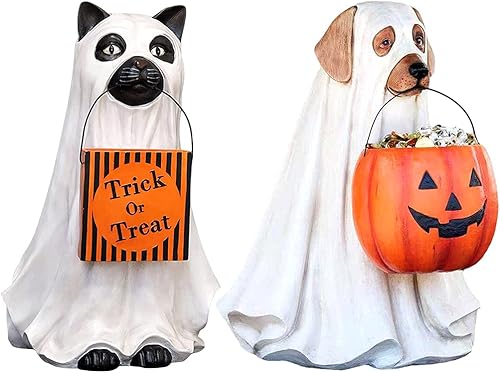 Miniatura 2 de Estatuas creativas de Halloween con soporte para caramelos de calabaza, cubo, cubo, adorno de resina, decoración de fiesta de truco o trato, estatua