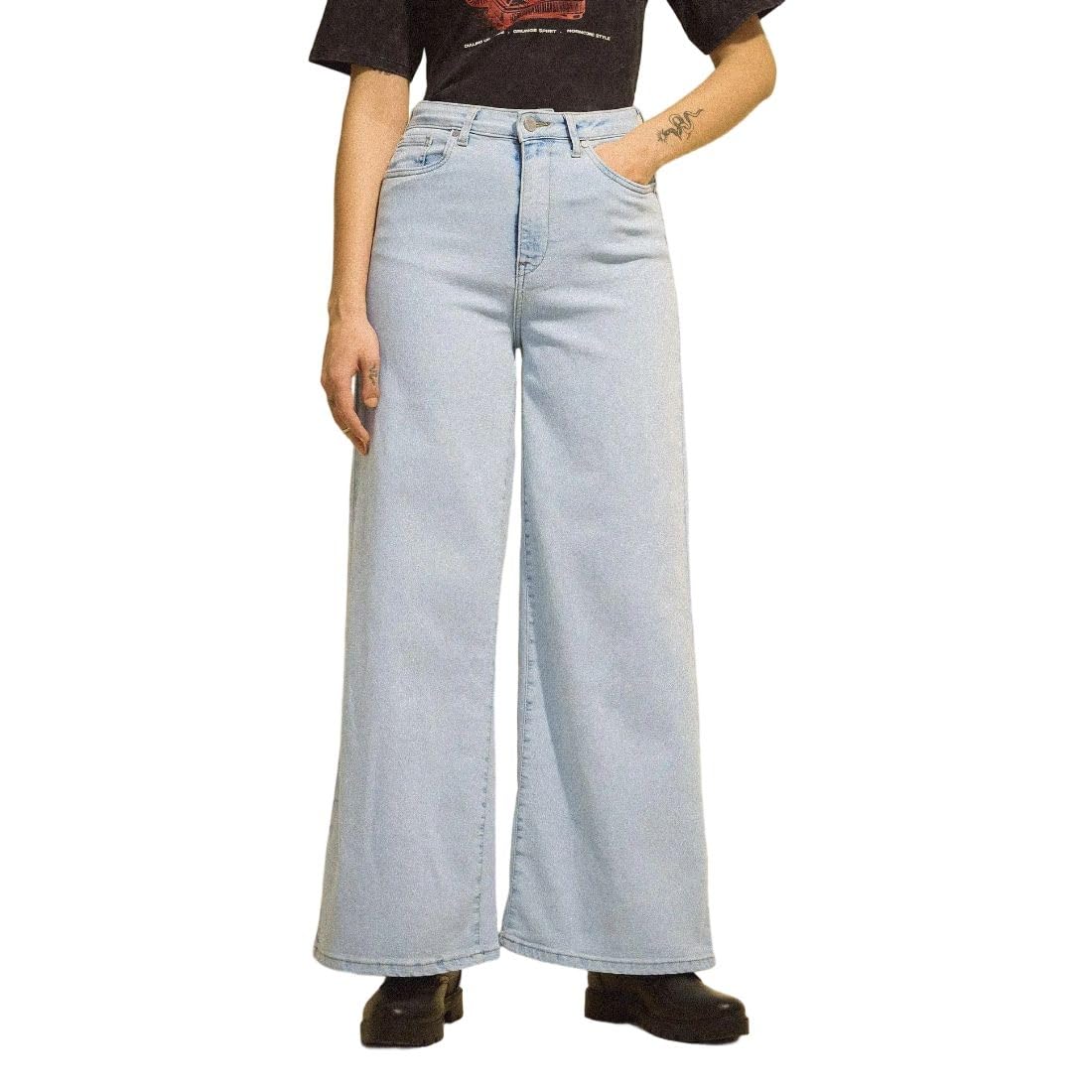 flying machine Women's Ultra Wideleg Fit Jeans| Solid | High Rise | Stretchable | Jeans for Woman-picture-18