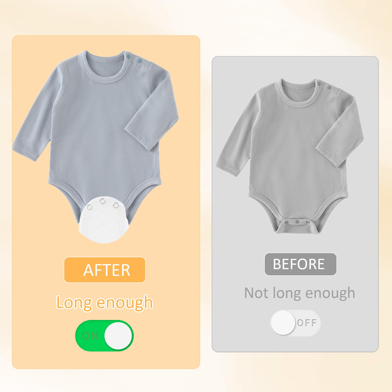 8 PCS Alargador Body Bebe Extensor Body Bebe para Recién Nacidos Ajustable Extensores Mono para Bebé Extensión Body BotóN A PresióN Extensible Longitud Ajustable Adecuado Botones a PresióN de Metal — view 5