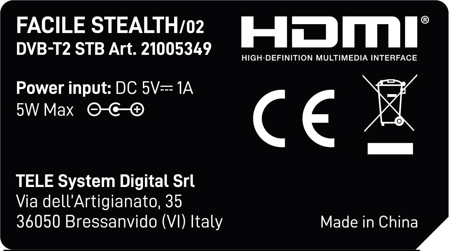 Tele System Mini Stealth Décodeur numérique terrestre avec Fonction Autoscan et LCN, Lecteur multimédia USB intégré-Télécommande Facile à Utiliser Incluse-Installation Plug & Play Via péritel ou HDMI