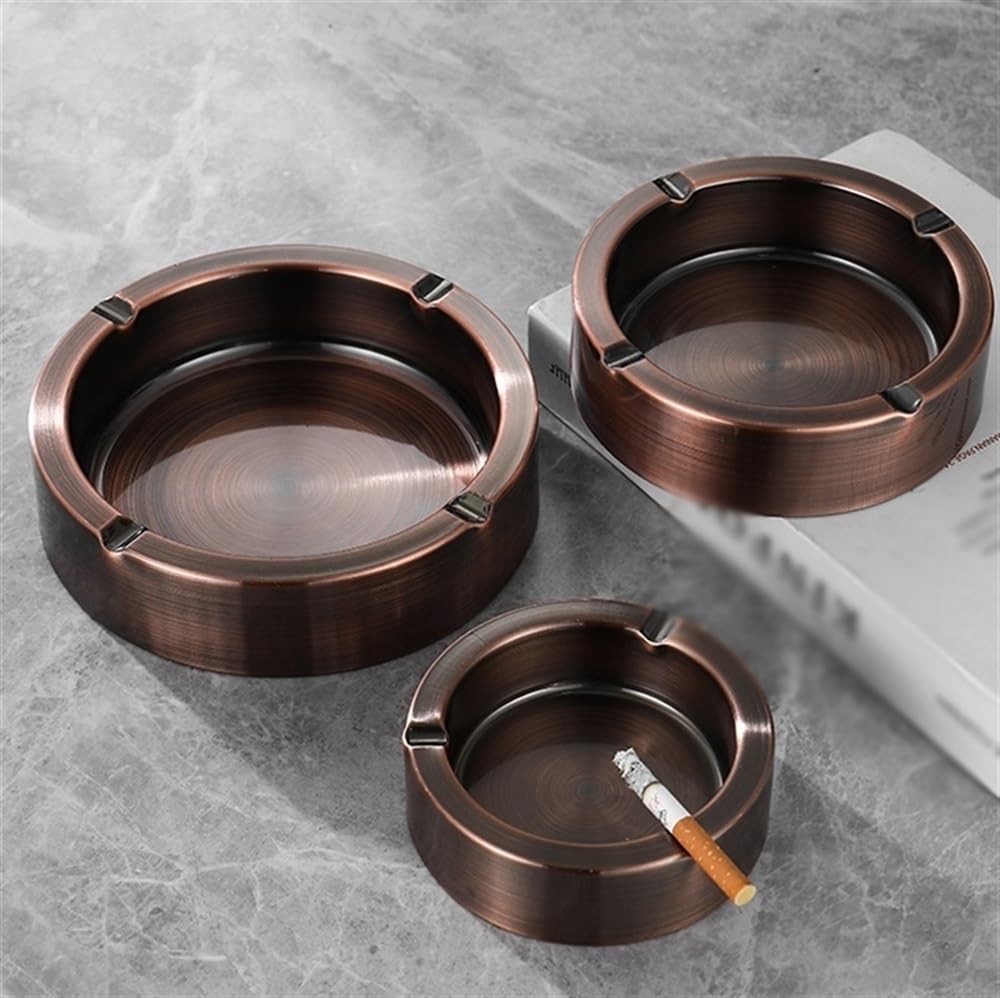 Ashtray salon, sypialnia, popielniczka, zagęszczona metalowa popielniczka ze stali nierdzewnej, antyczna dekoracja, hotel bar internetowy, papierosa, popielniczka na cygara (brązowy, 17 cm)
