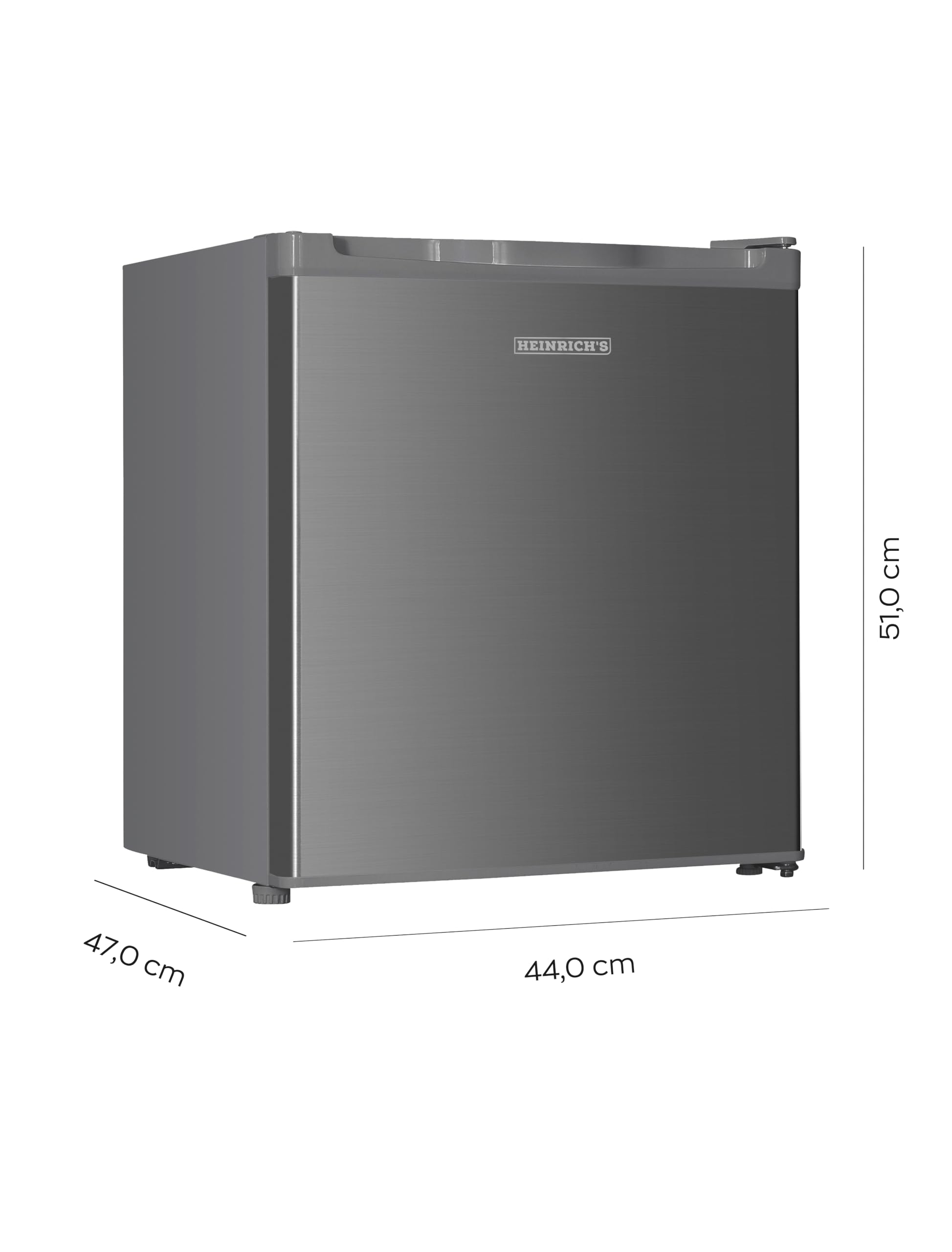 HEINRICHS Mini Gefrierschrank 33L klein kompakt leise:40dB Gefrierbox; wechselbarer Türanschlag; mini Tiefkühltruhe bis zu -18°C,Tiefkühlschrank,perfekt für Büro Camping Outdoor Heinrich´s (inox)