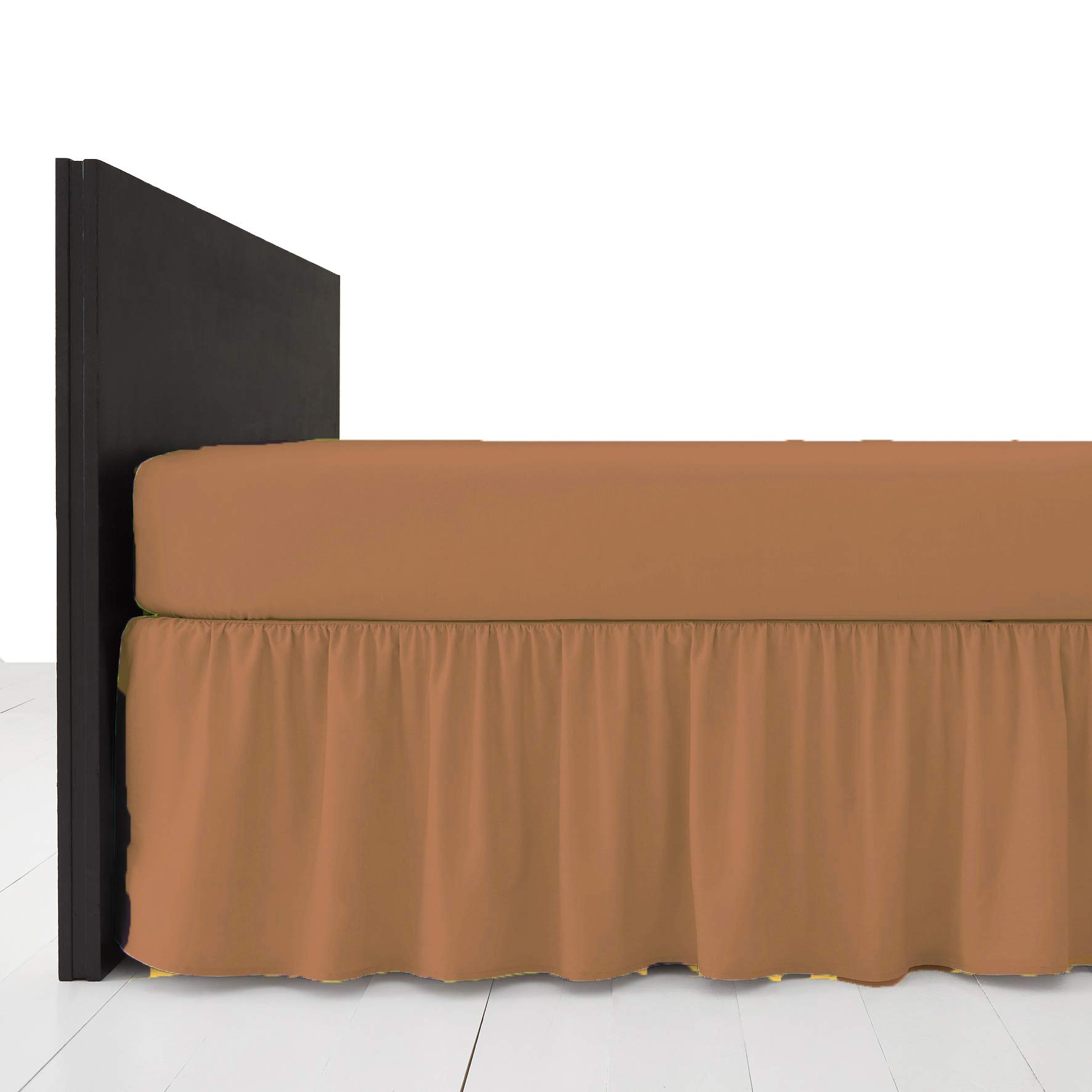 Amigozone Desert Sand Plain Pollycotton Frilled Bed Base Valance Sheet (, King)