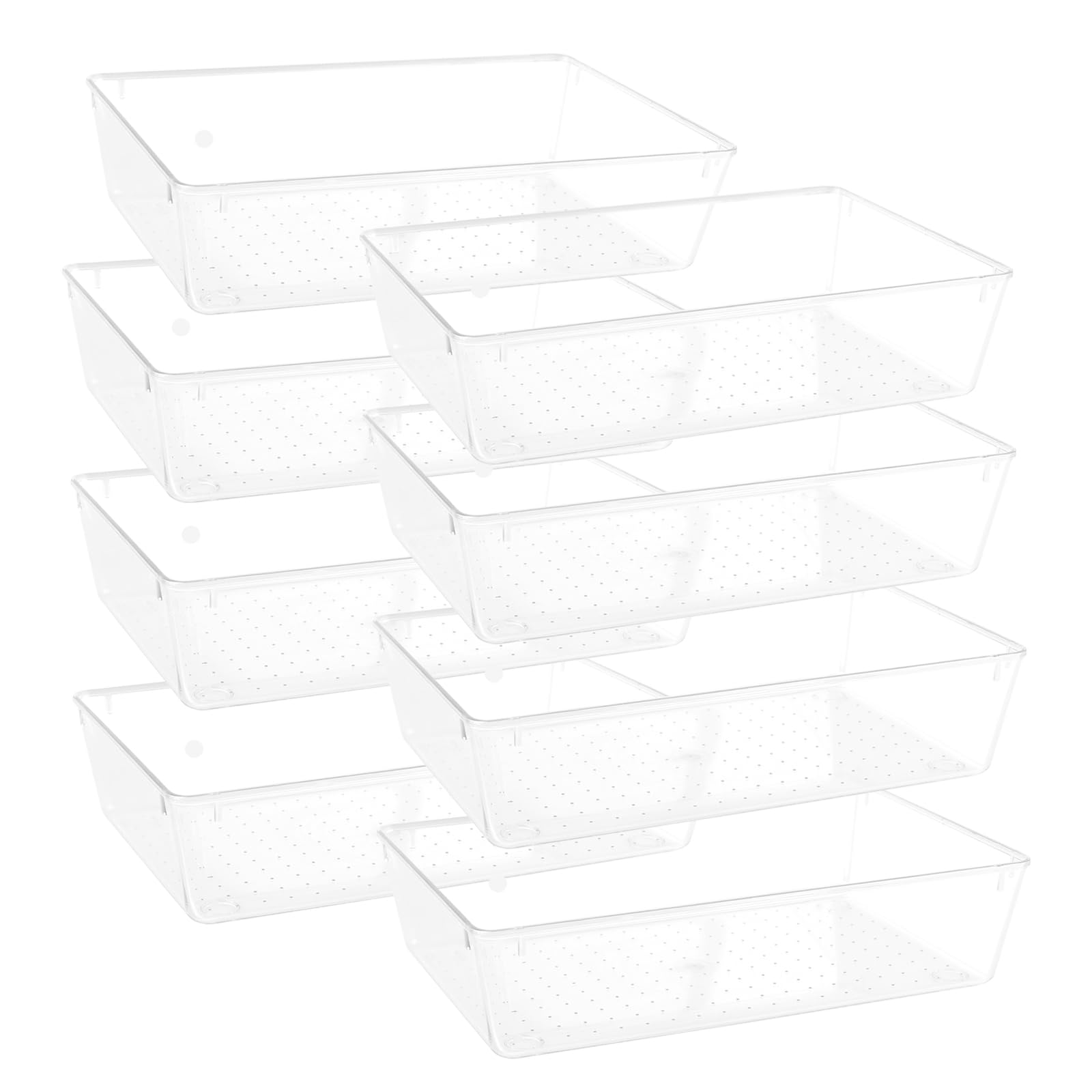 8 organizer trasparenti per cassetti, impilabili, per frigorifero, trucchi, per camera da letto, bagno, ufficio, cucina