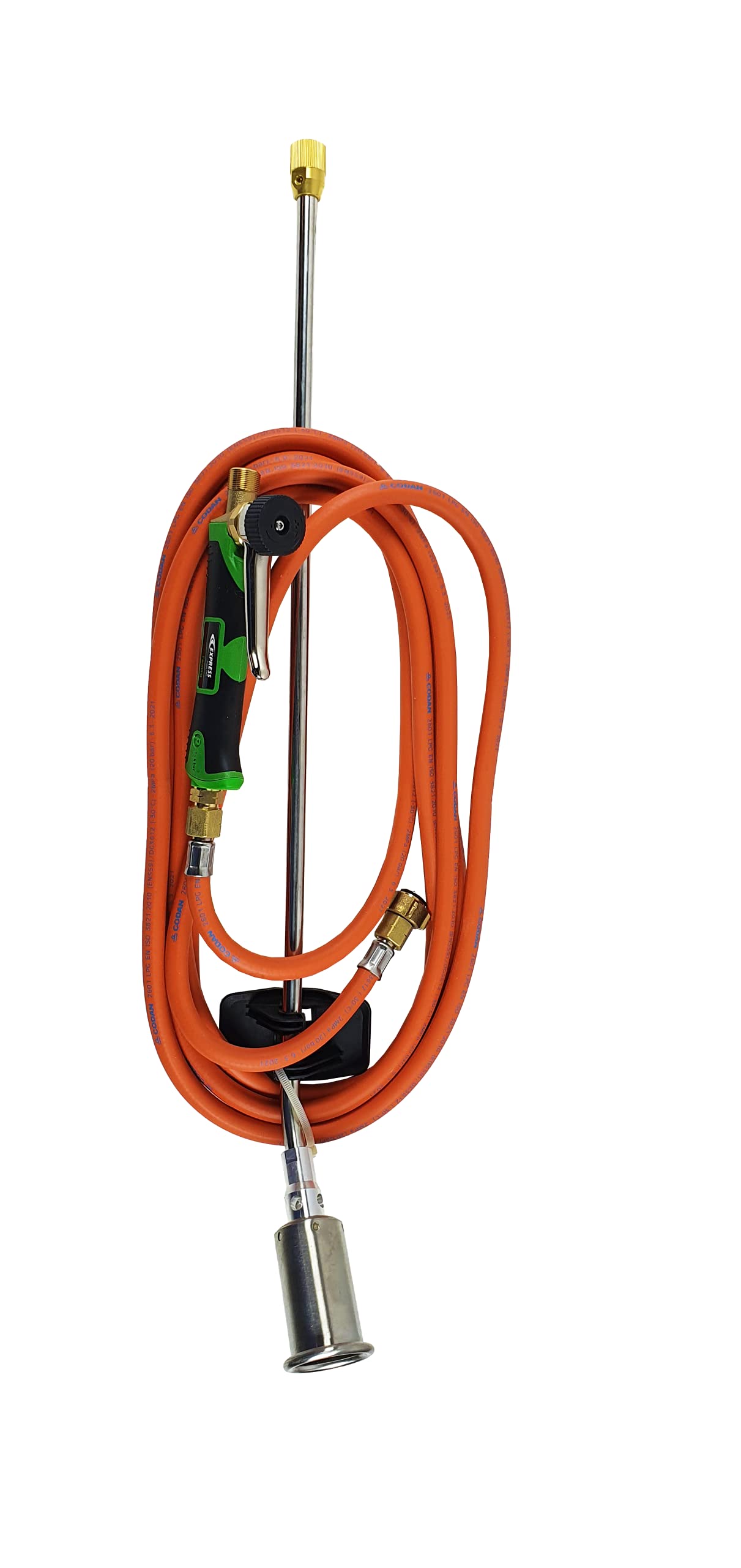 Express, 6503, Kit Désherbage composé d'un Manche 650 Vert, d'un Brûleur 35SL600 avec Puissance 35 KW, d'un Tuyau de 4,75m réf. 963/5 et d'un Raccord Direct pour Bouteille Butane