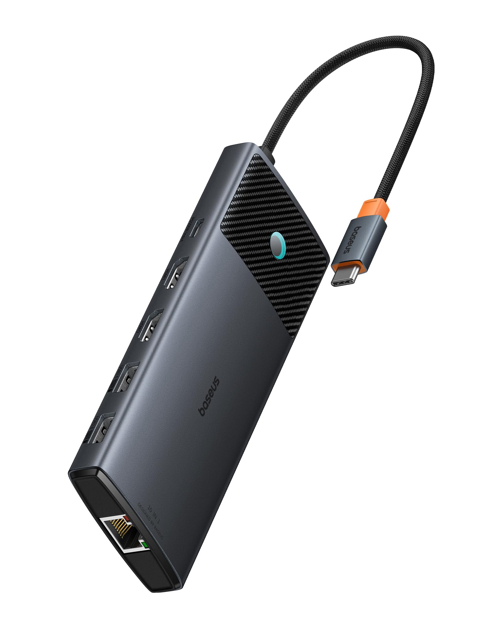 Baseus Metal Gleam Series II USB-C Hub, 10-in-1 Docking Station, Dual 4K HDMI, 100W PD, Ethernet, Black-picture-23