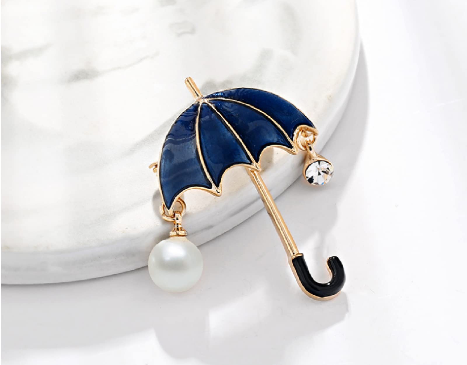 CFWSHJ Pin Brosche Pin Brosche Abzeichen Brosche Anstecknadel Mode Emaille Strohhut Nähmaschine High Heel Lampe Regenschirm Kamera Magische Lampe Jacke Pin Brosche, Blaue Regenschirm Brosche