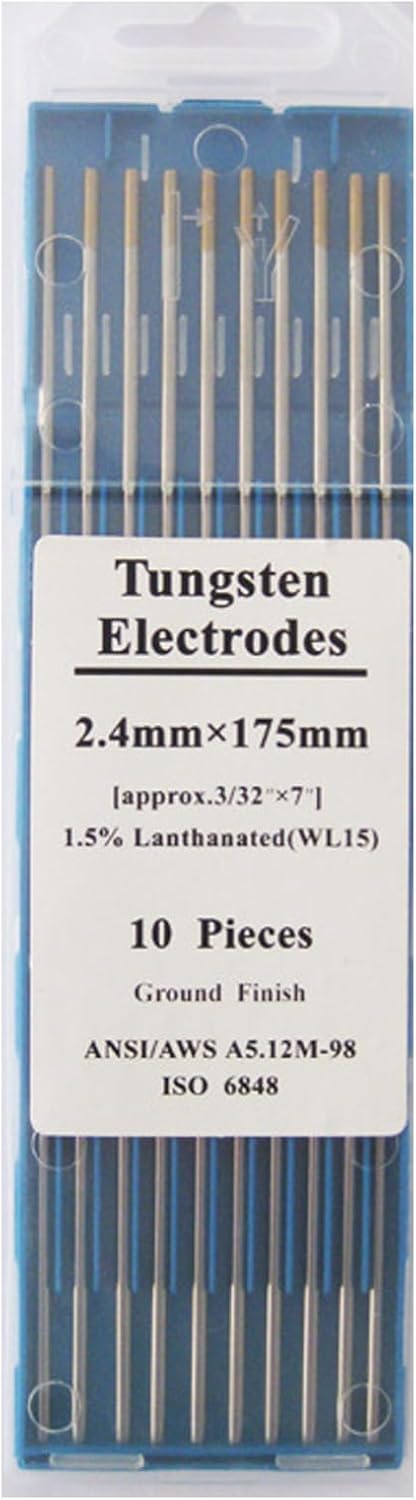 Welding Tungsten Electrodes, Tungsten Electrode 10-Pack, for DC Negative Electrode, Positive Electrode(1.6mm,WC20,Gray)