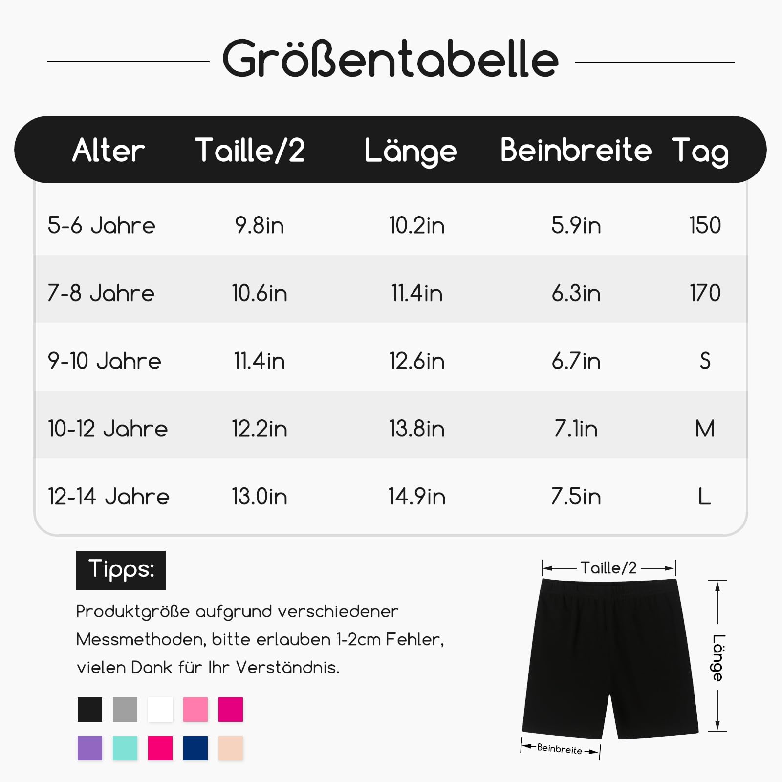 Pantalon de cyclisme pour enfant - Legging court - Pantalon de sport pour fille - Pantalon de sport en coton - Pantalon d'été de 5 à 14 ans