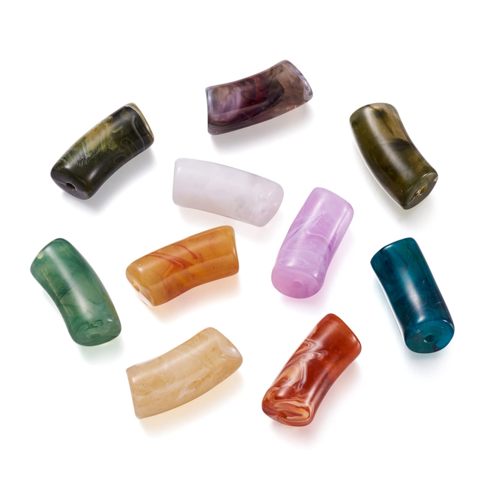 Kit Fai Da Te 42 Pezzi Per Gioielli – Perline A Tubo Curvo Acriliche E Ottone, Cristallo E Filo Elastico, Per Bracciali E Collane - 2